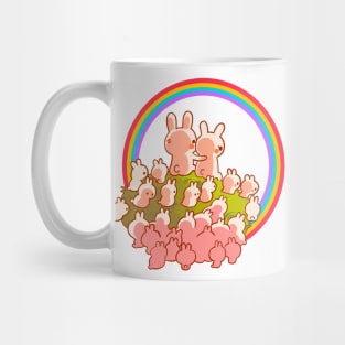 Bunnies watching a rainbow sunset Mug